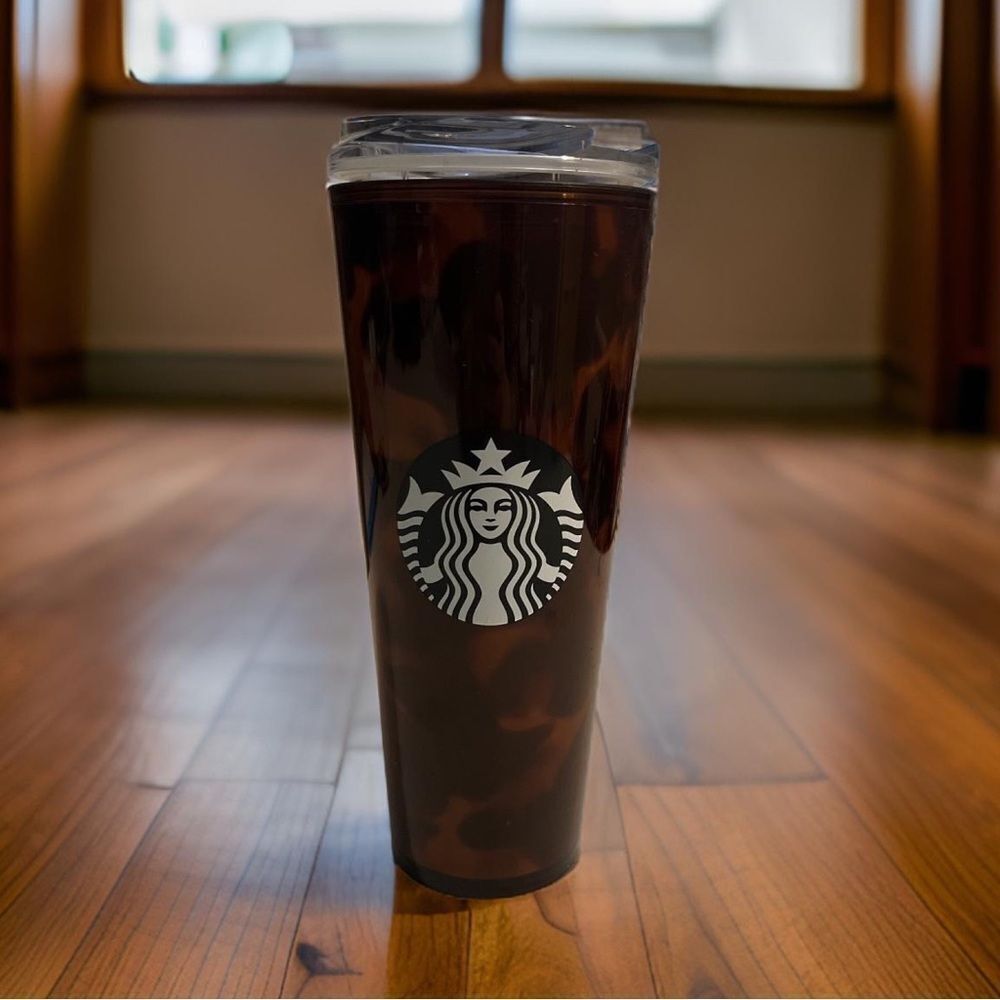 New Starbucks Brown Tortoise Shell 24oz Cold Hot Cup ToGo Tumbler - Picture 1 of 6